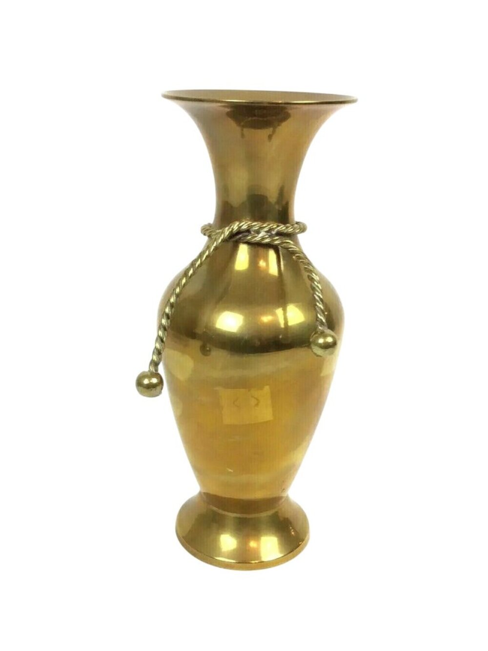 Vintage Brass Vase With Rope Accent Made In India Classic Decor Collectible